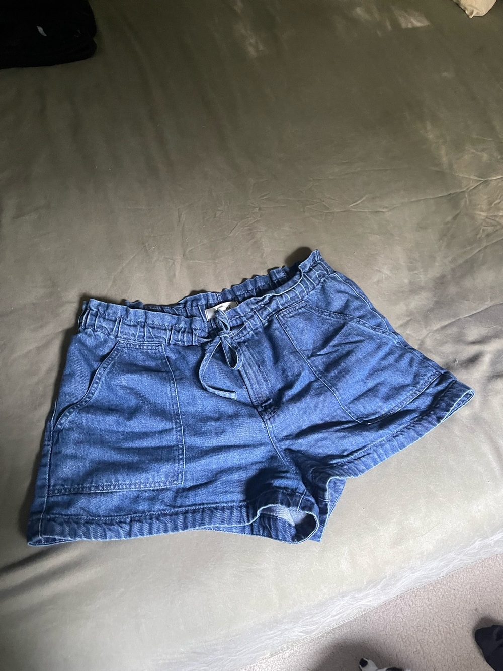 Madewell Blue Drawstring Denim Shorts